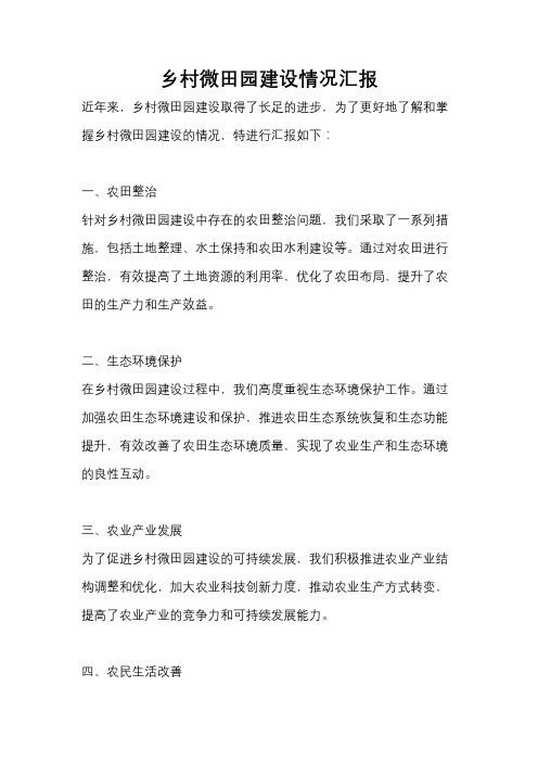 乡村微田园建设情况汇报