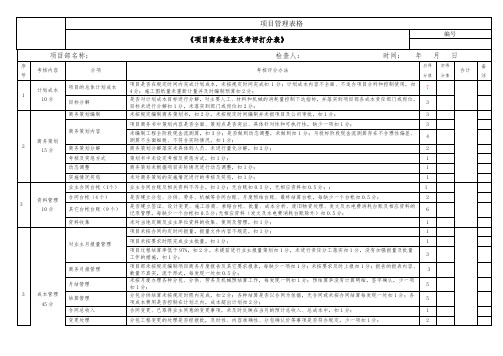 项目商务管理考核及打分表