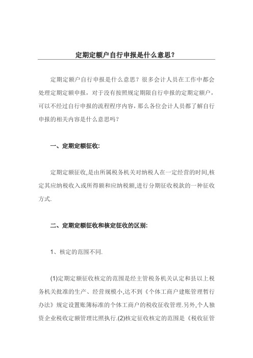 定期定额户自行申报是什么意思？