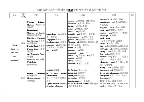 2014年春新版人教版新目标教材解析八下U9知识点整理(含单词,短语,句子和语法)