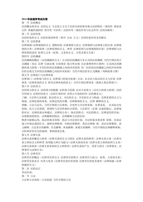 2014年法理学考试内容