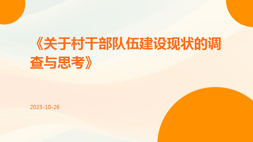 关于村干部队伍建设现状的调查与思考