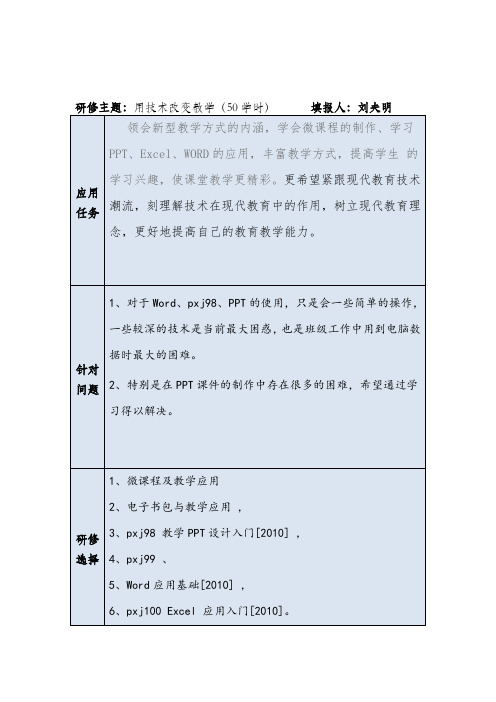 作业技术应用任务单
