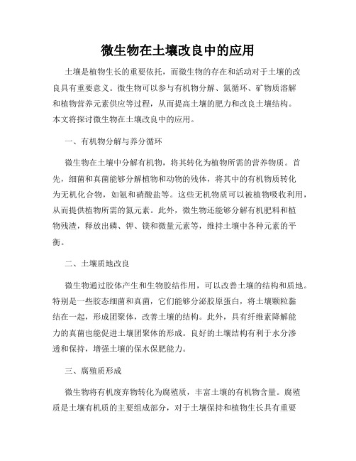 微生物在土壤改良中的应用