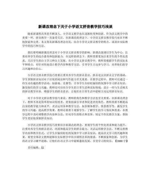 新课改理念下关于小学语文拼音教学技巧浅谈