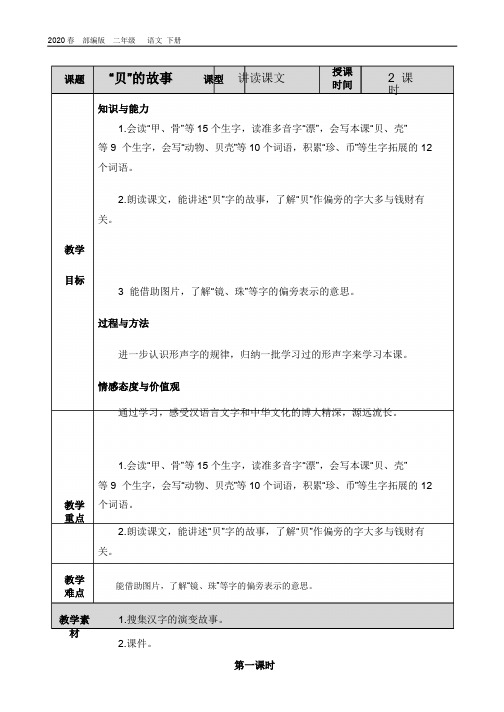 2020春部编版二年级语文下册教学资料-第三单元-识字3 “贝”的故事教案(004)