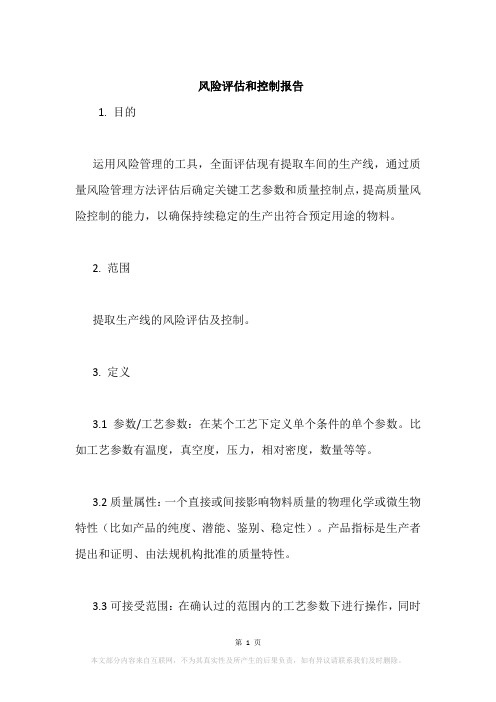 风险评估和控制报告