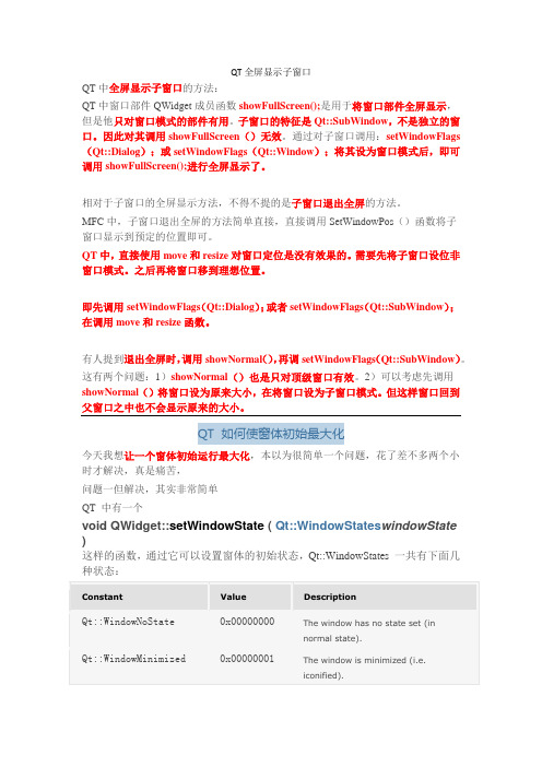 Qt全屏显示总结