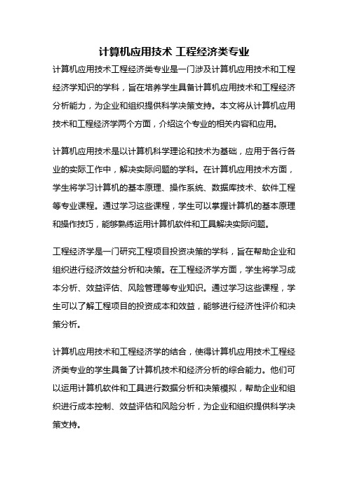 计算机应用技术 工程经济类专业