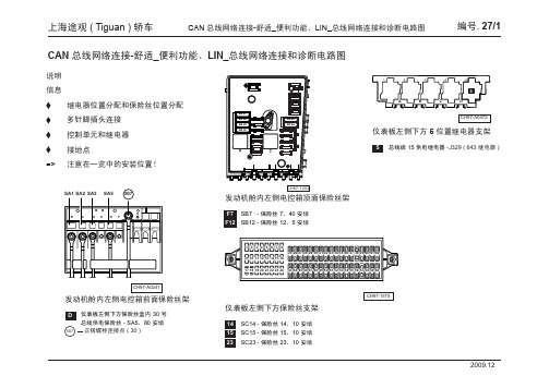 上海途观 ( Tiguan ) AN 总线网络连接-舒适_便利功能、LIN总线网络连接和诊断电路图