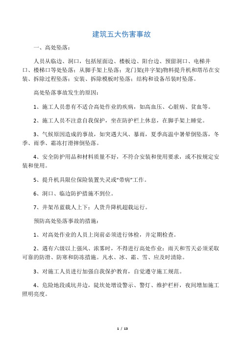 建筑五大伤害事故