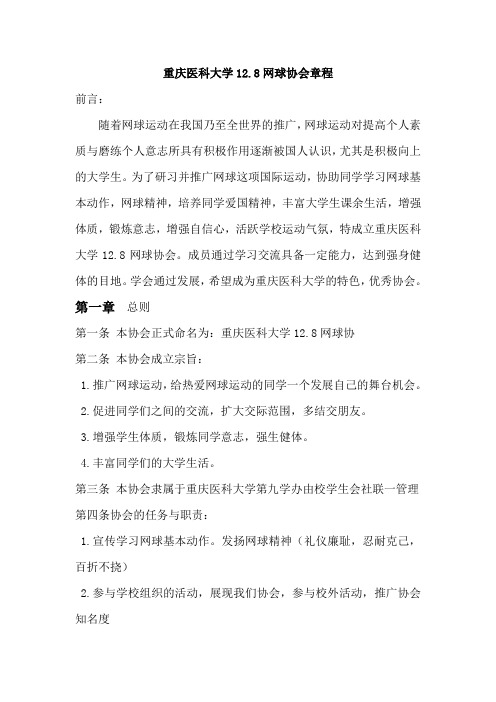 网球协会章程