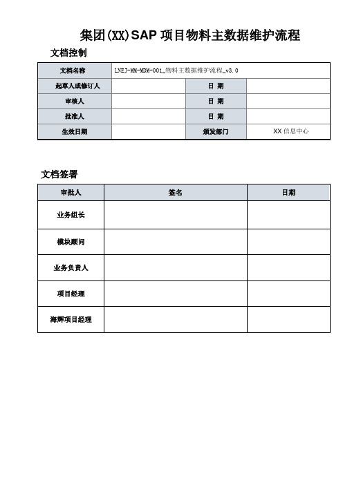 制度文件 物料主数据维护流程