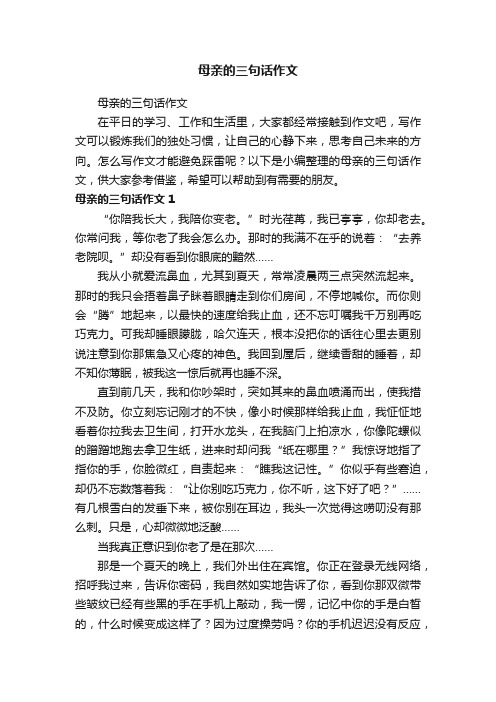 母亲的三句话作文