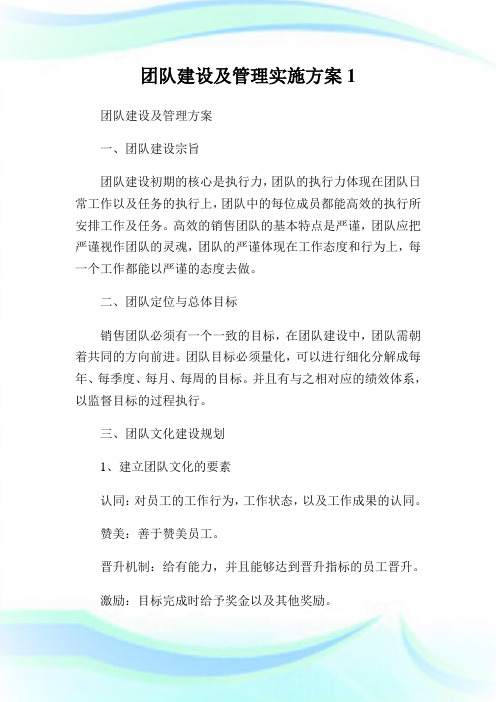 团队建设及管理实施方案.doc