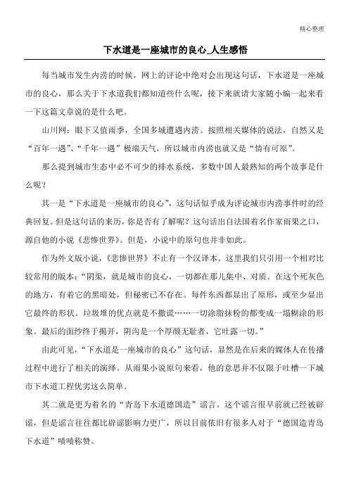下水道是一座城市的良心_人生感悟