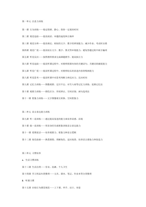 幼儿学习行为习惯分类