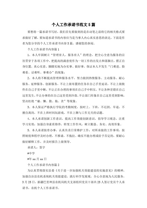 个人工作承诺书范文5篇