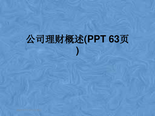 公司理财概述(PPT 63页)