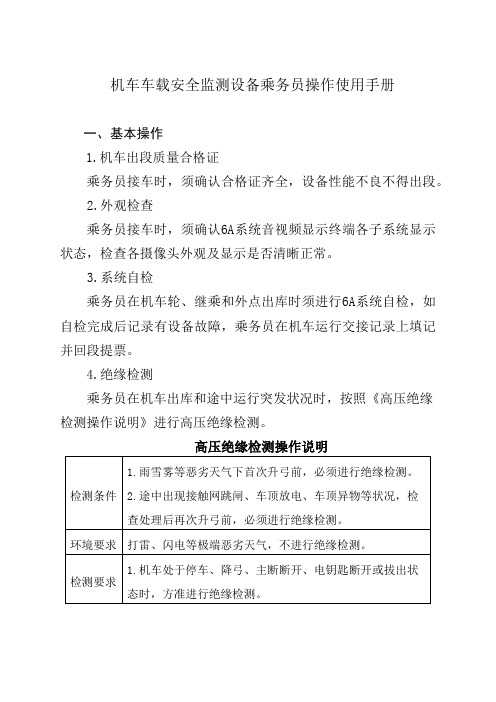 机车车载安全监测设备乘务员操作使用手册
