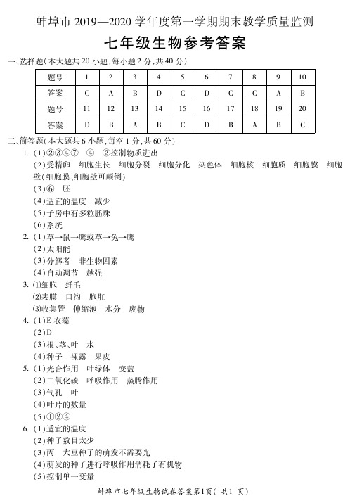 蚌埠七年级生物