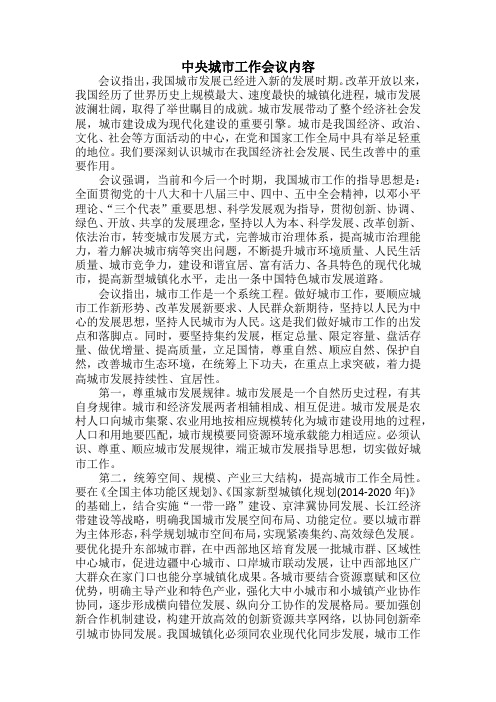 中央城市工作会议内容