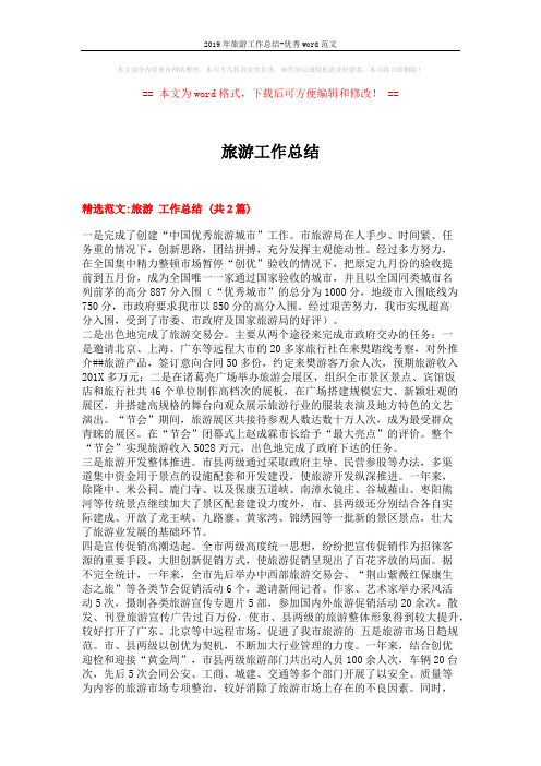2019年旅游工作总结-优秀word范文 (6页)