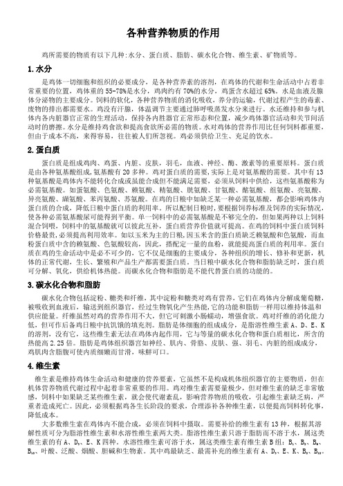 营养物质的作用