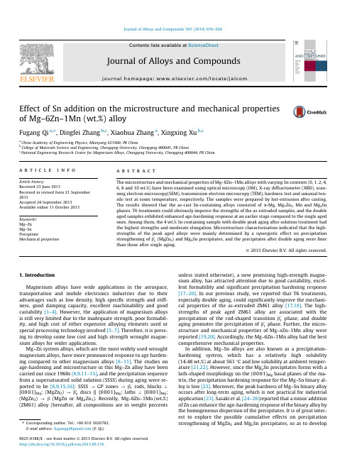 Effect of Sn addition on the microstructure and mechanical properties of Mg–6Zn–1Mn (wt.%) alloy