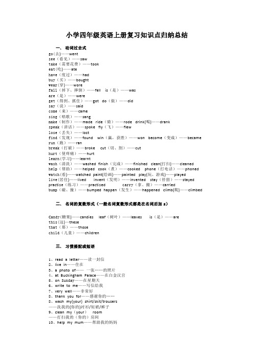 小学四年级英语上册复习知识点归纳总结(2023版)