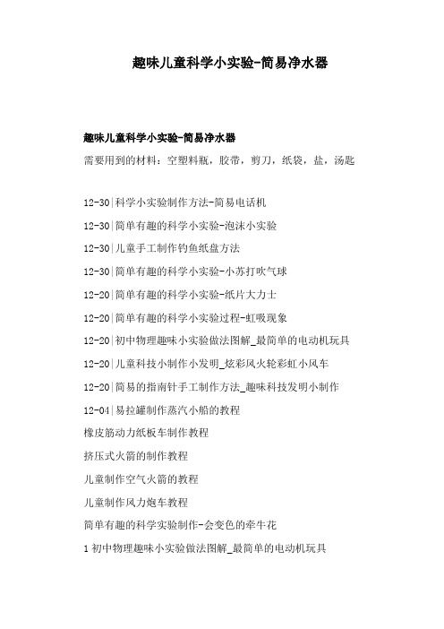 趣味儿童科学小实验-简易净水器