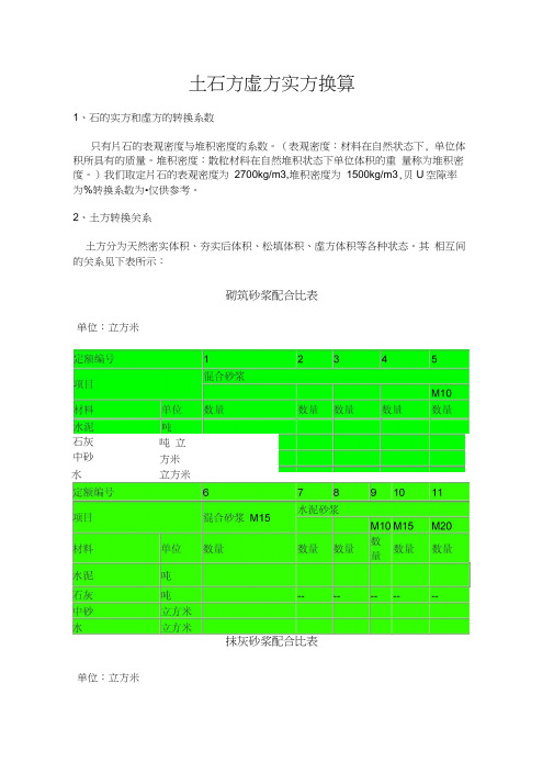 土石方虚方实方换算
