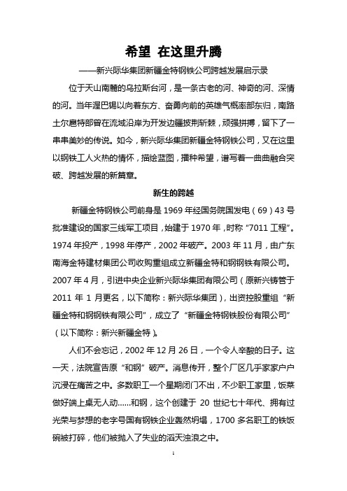 新疆新兴金特钢铁《希望在这里升腾》——跨越式发展启示录