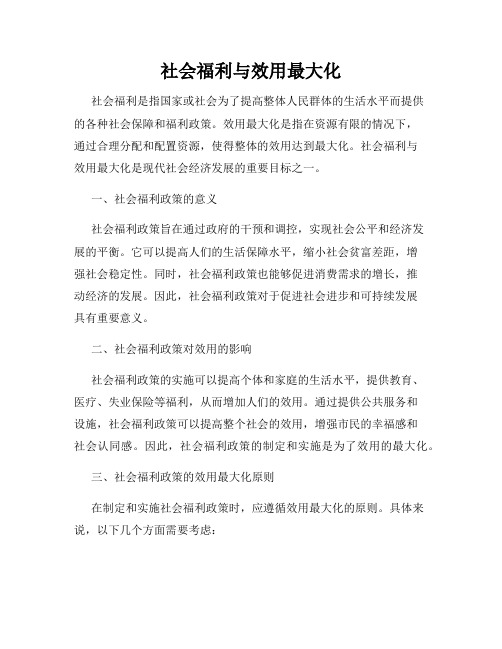 社会福利与效用最大化