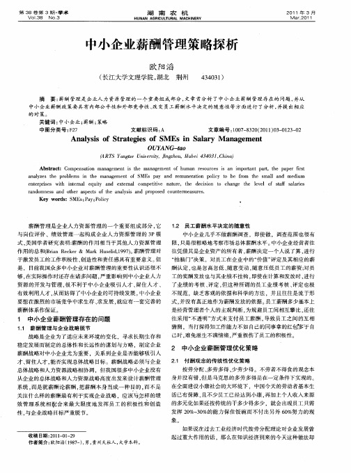中小企业薪酬管理策略探析