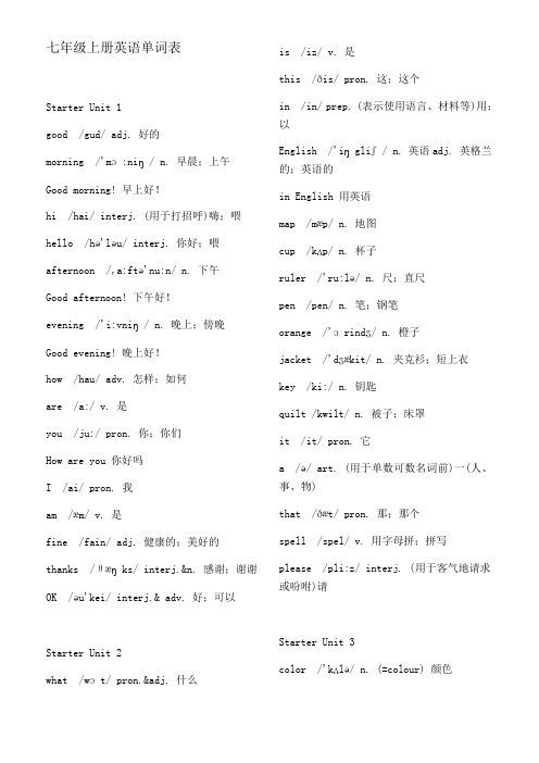 人教版初中英语单词全册(直接打印)