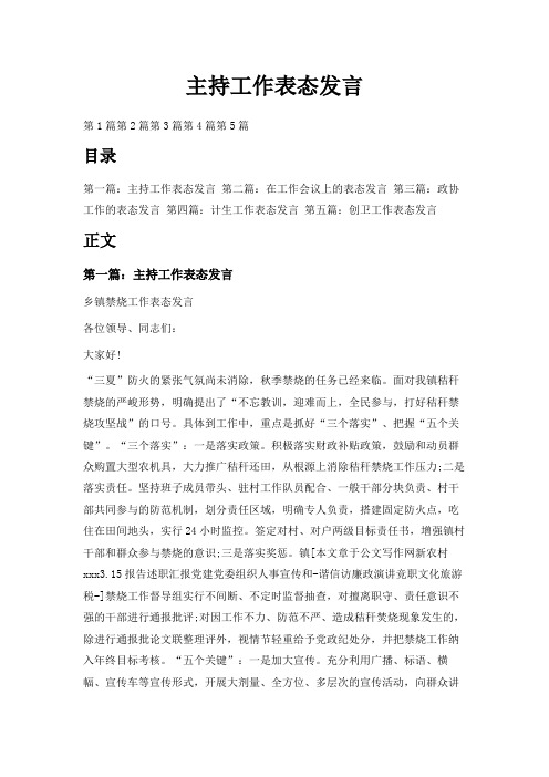  主持工作表态发言