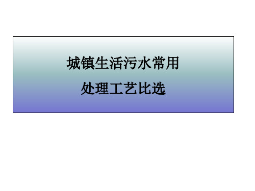 城镇生活污水常用处理工艺比选