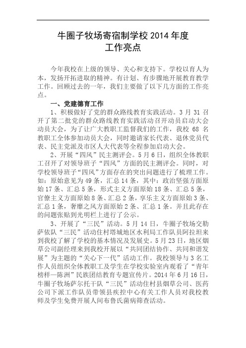 2014年年工作亮点