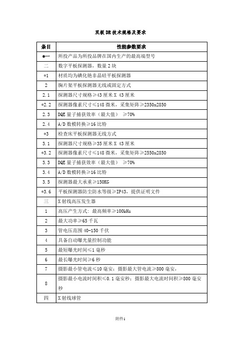DR技术规格及要求
