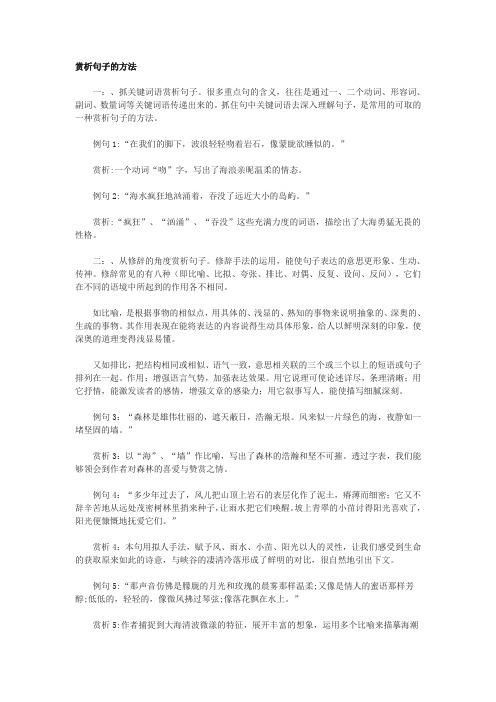 中考复习：赏析句子的方法