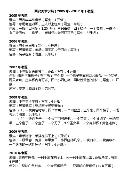 西安美术学院考题