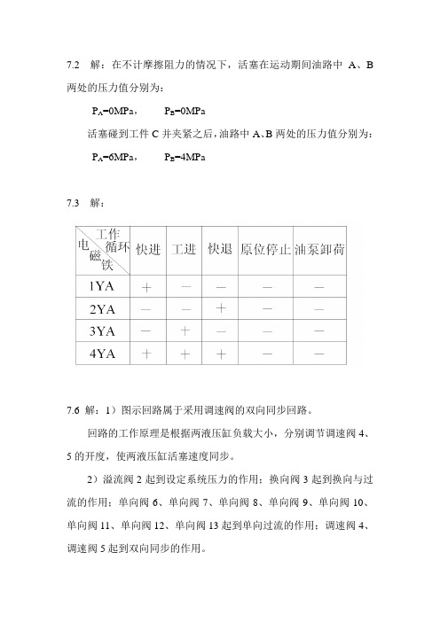 液气压传动与控制习题答案(第七章)