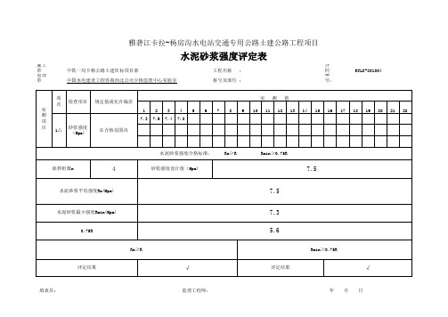 水泥砂浆强度评定表