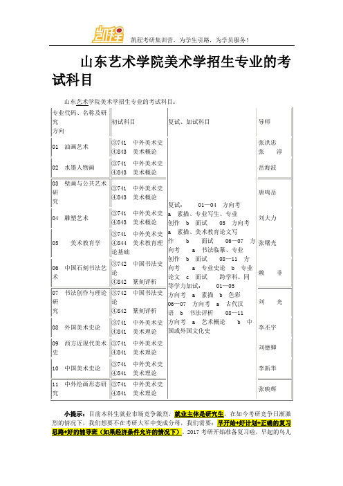 山东艺术学院美术学招生专业的考试科目