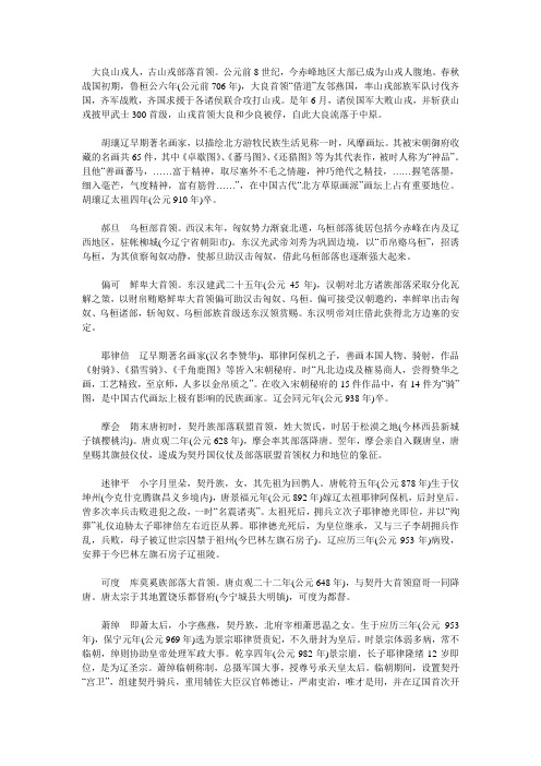 历史上的赤峰名人
