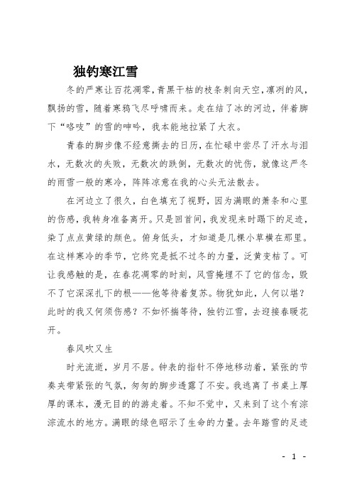高二作文(叙事)独钓寒江雪