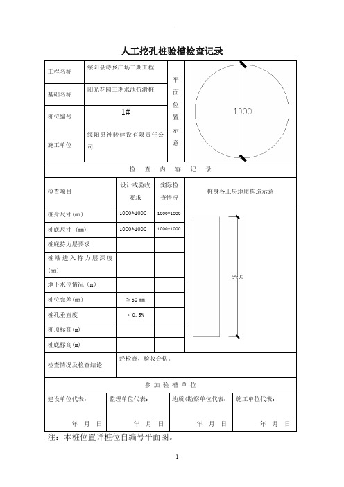 人工挖孔桩记录表格(全套)