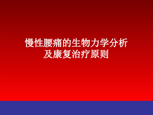 慢性腰痛的生物力学分析及康复治疗原则