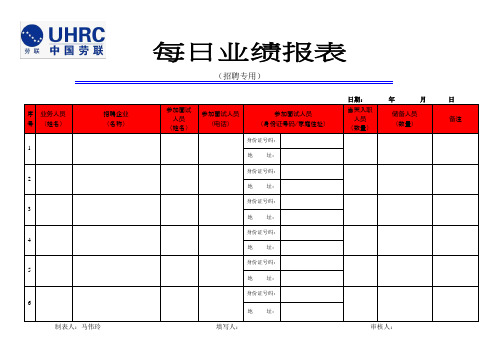 每天工作情况一览表